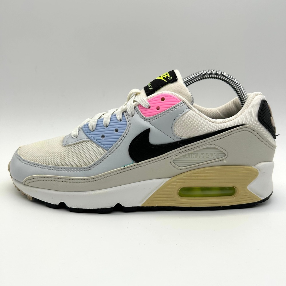 Nike Air Max 90 Shoes Women 9.5 Sail Blue Pink DQ0374-100 Retro Low Top Sneakers